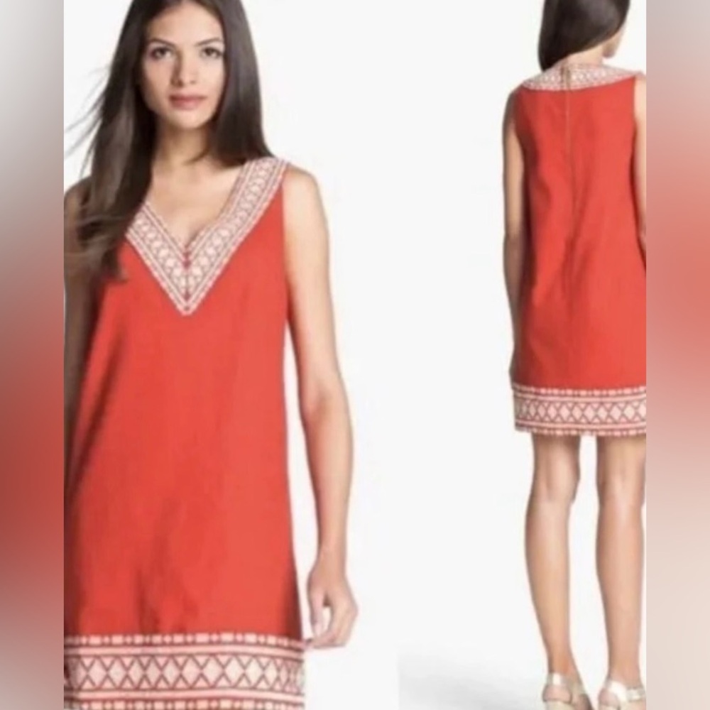 Kate Spade orange Dress with White Embroidery